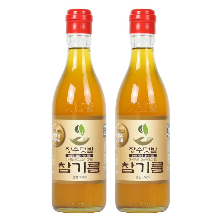 장수텃밭 통참깨100% 옛날 참기름 350ml 2병