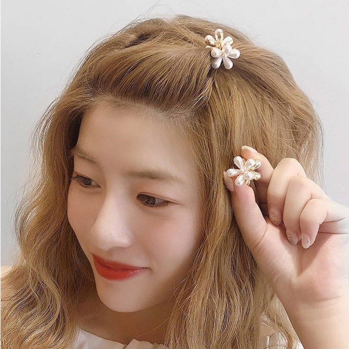 꽃진주 미니집게핀 진주집게핀 진주머리핀 포인트핀