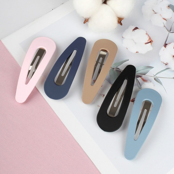 당일배송 5개입 왕 큰 무광 검정 디스코 똑딱핀 칼라 파스텔 머리핀 세트