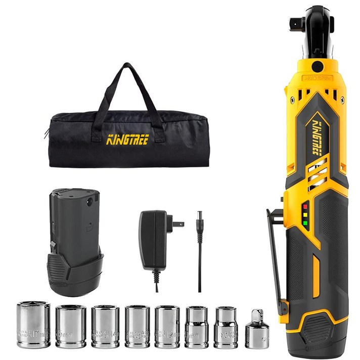 킹트리 12V 충전식 변속 전동 라쳇렌치 60분 급속 충전 포함, 1세트