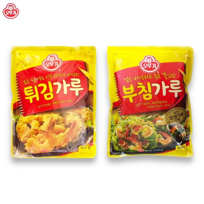 예이니식품 오뚜기 튀김가루+부침가루 각1개씩(총2개x500g) 부침개파전김치새우, 1세트
