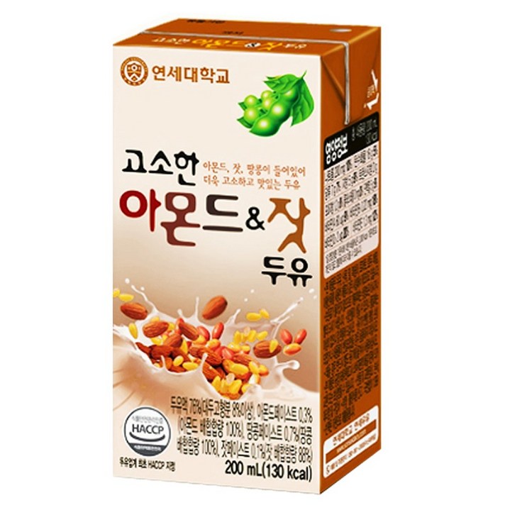 연세두유 아몬드 앤 잣 두유, 200ml, 48팩