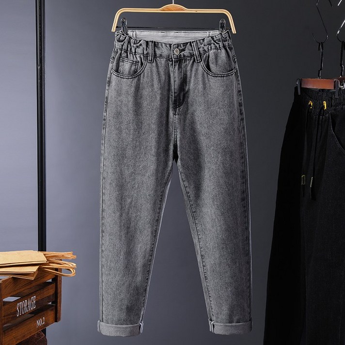 라지 사이즈 남성 밴딩 데님 팬츠