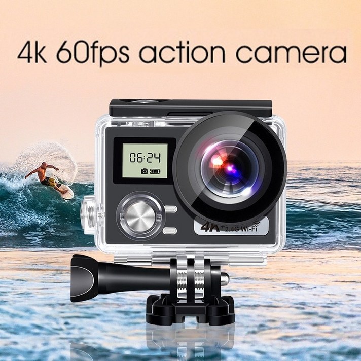 액션 카메라 4K HD 손떨림 방지 30M 수중 방수 울트라 얇은 와이파이 카메라 카메라 액세서리 키트, 01 Black
