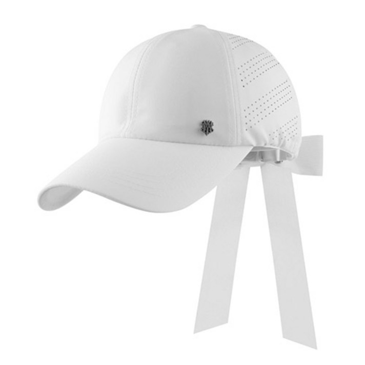 MQUM 여성 골프 모자 리본 탈부착 우먼스 캡, 화이트