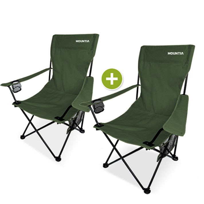 마운티아 롱 릴렉스 캠핑체어 1+1세트/감성 캠핑의자, 카키