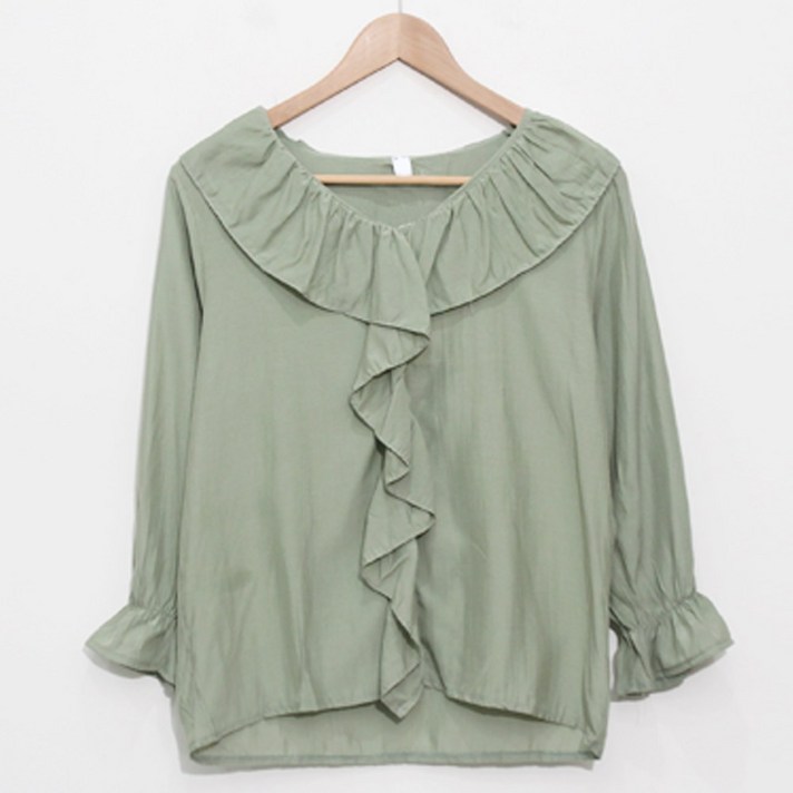 50 한정수량 Big세일 메이킹유 러플 프릴 브이넥 긴팔 802디나잇블라우스