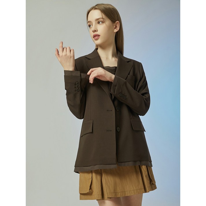 씨씨콜렉트 중계점 밑단 배색 블록 오버핏 자켓 C232MSF038