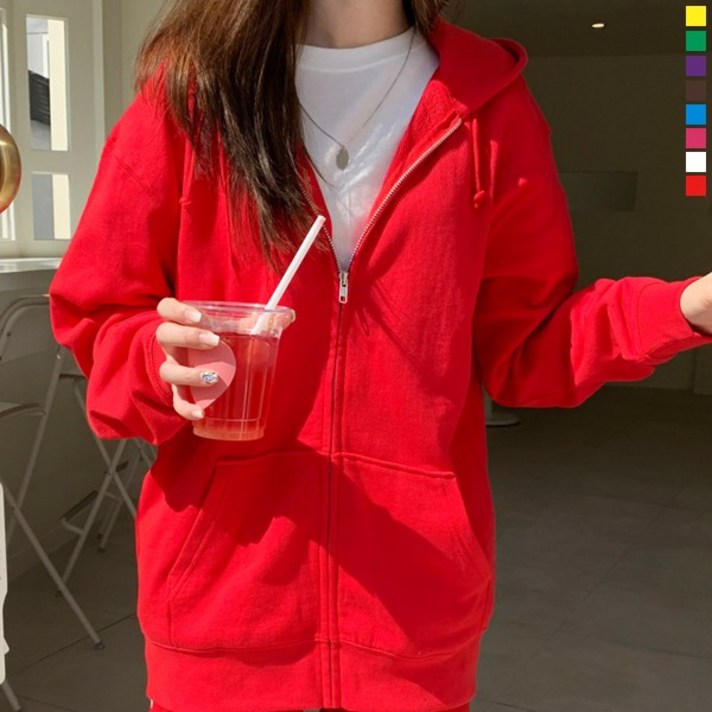 티데일리 츄팝 쭈리 후드집업 남녀공용 무지 후드 긴팔 티셔츠 S~2XL (8color)