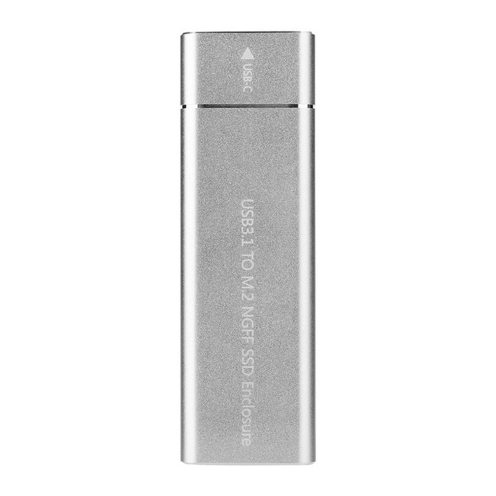 알루미늄 USB 3.1 유형 -C ~ M.2 NGFF SSD 케이스 노트북 PC 6Gbps 외장형 하드 드라이브 디스크 모바일 외부 인클로저 케이스, 은