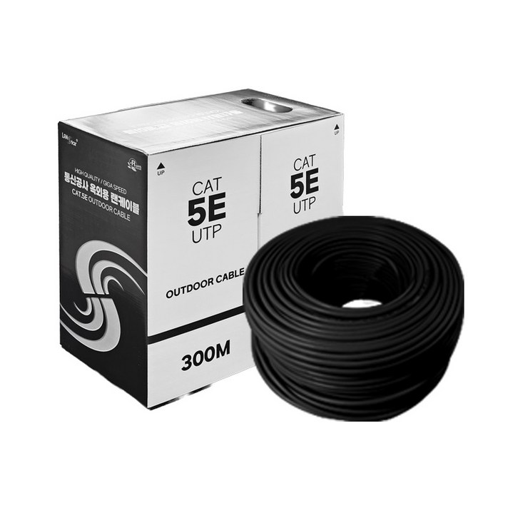옥외 UTP 난연 Cat.5E 300M 케이블 24AWG 단선 검정 C5OD300 옥외 UTP 난연 Cat.5E 300M 케이블 24AWG 단선 검정 C5OD300