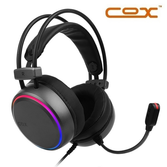 콕스 가상 7.1 ENC EQ RGB 게이밍 헤드셋, Dark Grey, CH43