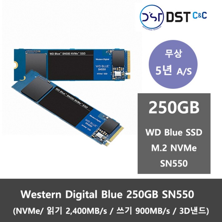 WD Blue SN550 NVMe M.2 SSD, 250GB