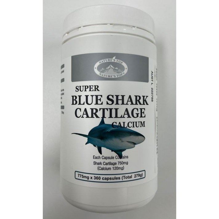  Nature's Top 네이처스탑 슈퍼 블루 샤크 카틸리지 상어연골 칼슘 Nature's Top Super Blue Shark Cartilage Calcium 775mg 360정, 1개 