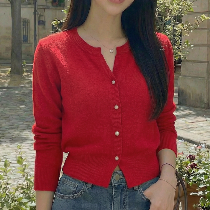 HAAGSHOP 여성 캐시미어 브이넥 가디건 여리핏 데일리 니트 봄 가을 출근룩