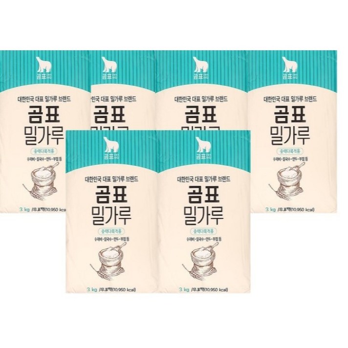 곰표 밀가루 중력다목적용, 3kg, 6개