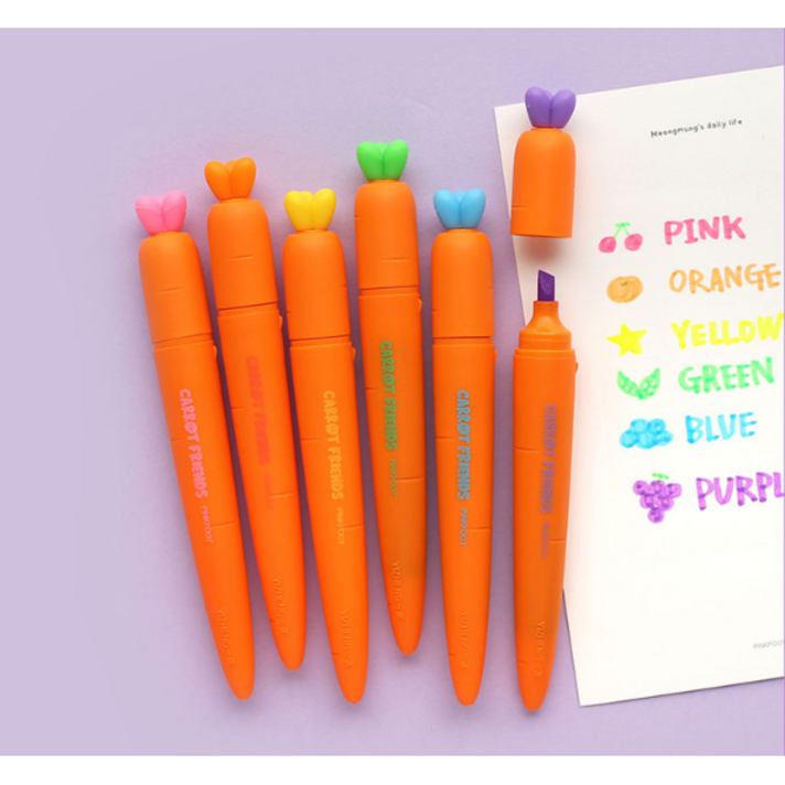 핑크풋 5000 당근 슬림 형광펜 6종 세트, PINK, ORANGE, YELLOW, GREEN, BLUE, PURPLE, 2세트