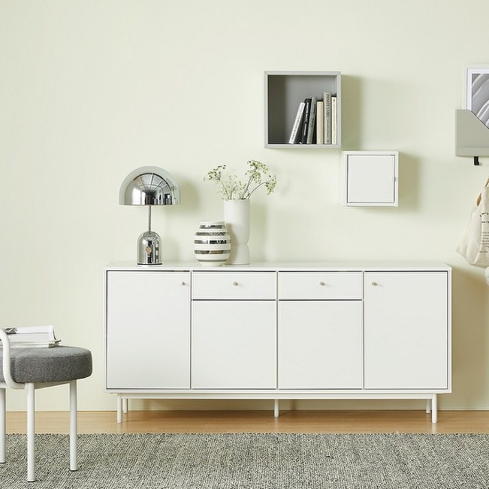 [12월 이벤트] 한샘 클린트 모던 높은 거실장 160cm 서랍형 수납장 (3종 택1), 화이트(A)