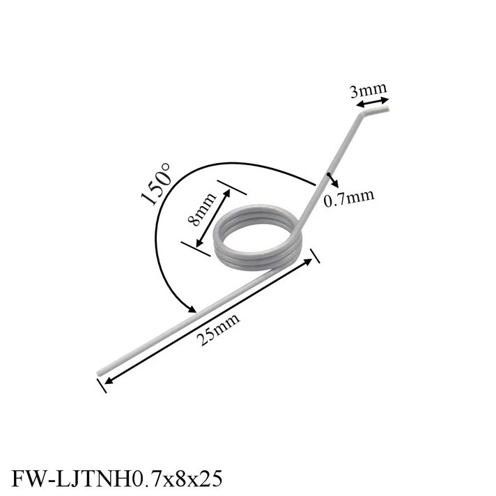  럭키철물 쓰레기통 스프링 V형 135-180도 스틸 철 비접촉 코일 공구 0.7x8x25mm, 1개 