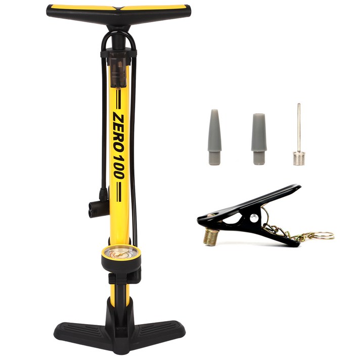 카모아 자전거 에어펌프 공기주입기, 제로백 스탠딩 에어펌프(옐로우)