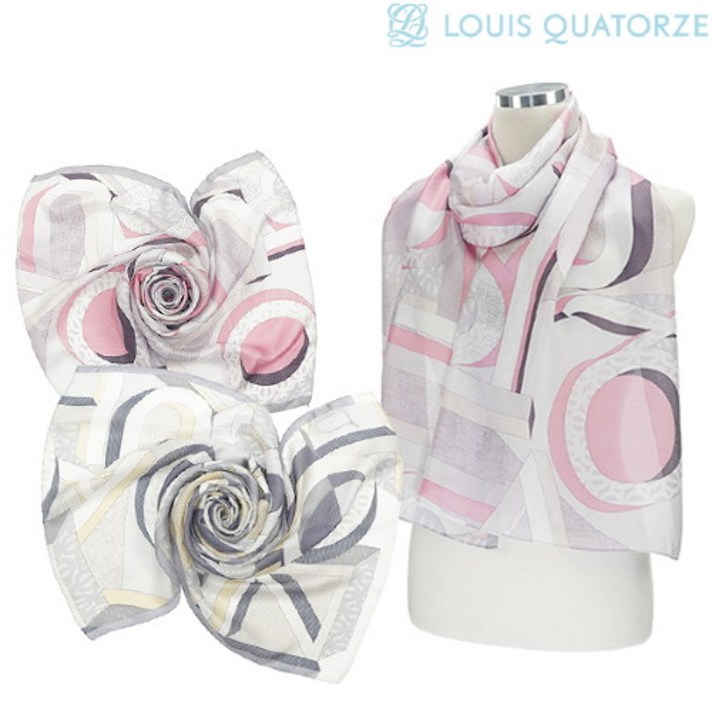루이까또즈 [루이까또즈] 실크100 스퀘어패턴 롱스카프 2종 (SA-2WSL347)
