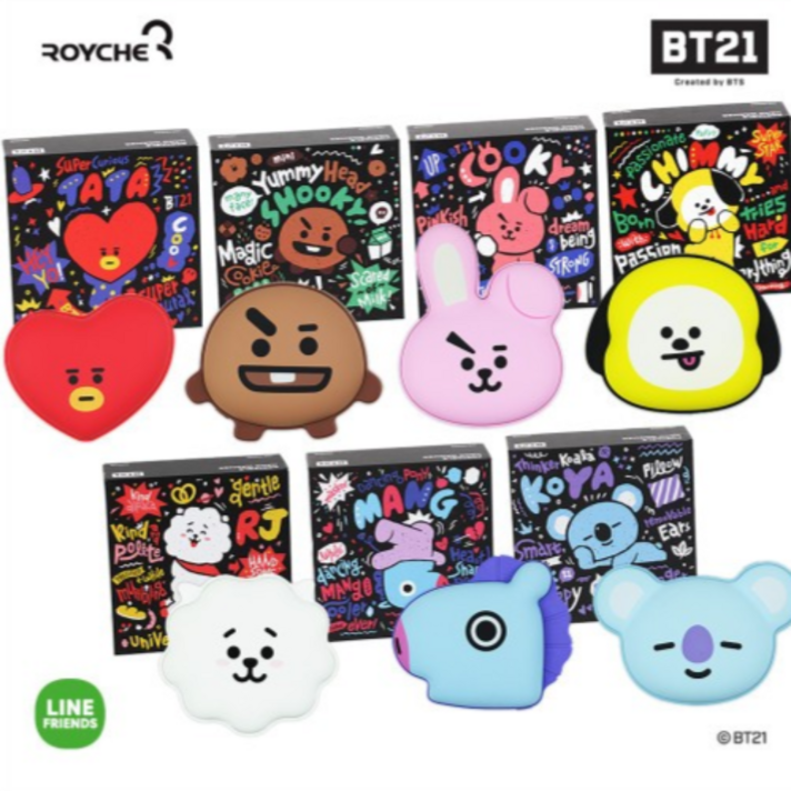 BT21 캐릭터 손난로 양면 듀얼 보조배터리 겸용 충전식 등산용 핫팩, 쿠키