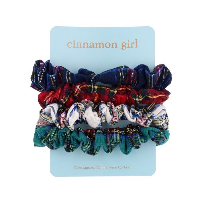 시나몬걸 미니체크 4p 세트 아이유 곱창머리끈 헤어슈슈 스크런치