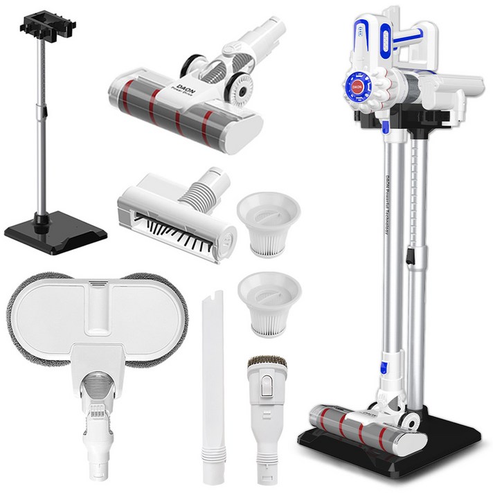 다온 2021년형 최신상 파워풀K7 무선청소기(물걸레키트+스텐드 거치대+침구 전동브러시+헤파필터 2개+틈새브러쉬+멀티브러쉬)