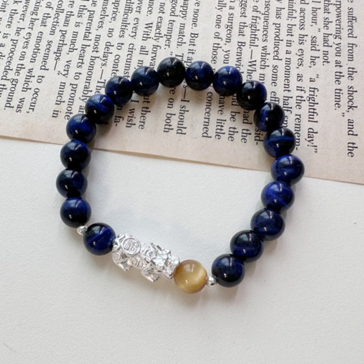 트윈비 재물 성공 블루 호안석 실버 비휴 팔찌