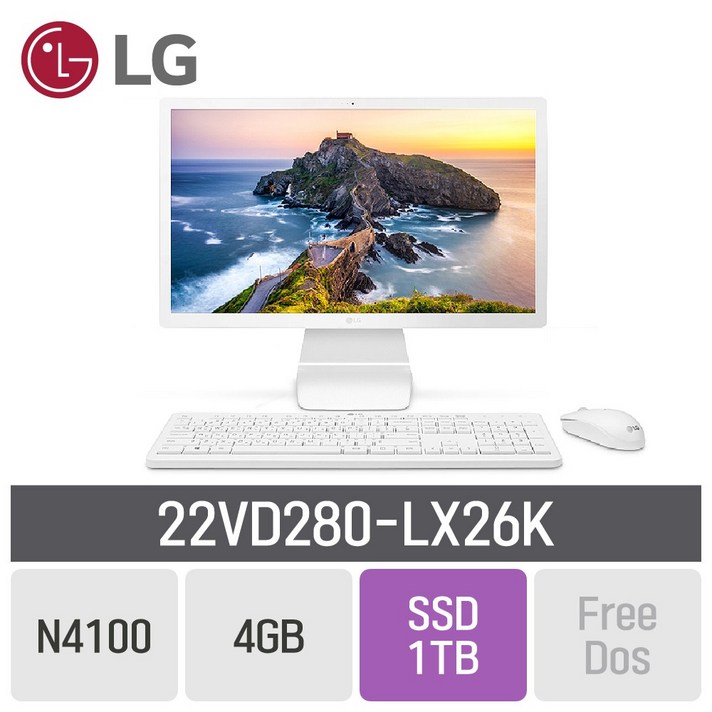 LG 일체형PC 22인치 22VD280-LX26K [운영체제 기본 포함모델로 출고됩니다], RAM 4GB + SSD 1TB