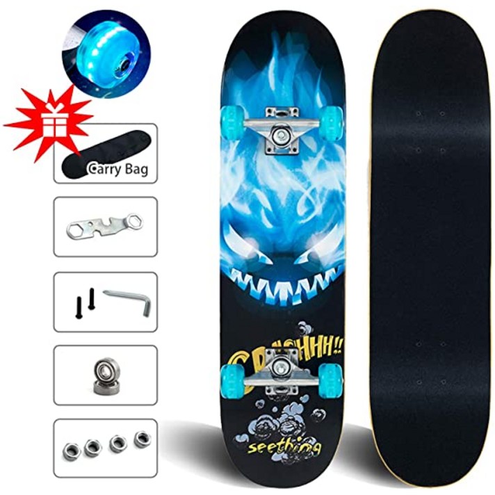 젠틀몬스터 컬러풀 플래쉬 휠 컴플리트 스탠다드 스케이트보드 블루파이어
