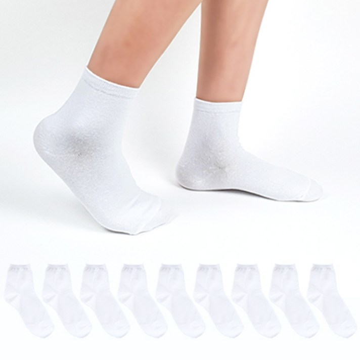 더베이직 여성용 무지 심플 중목 양말 10켤레