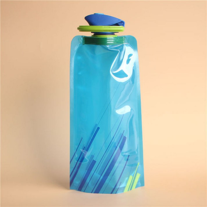700ml 휴대용 초경량 접이식 워터 가방 소프트 플라스크 병 야외 스포츠 하이킹 캠핑 워터 가방 캠핑 물통, 파란색