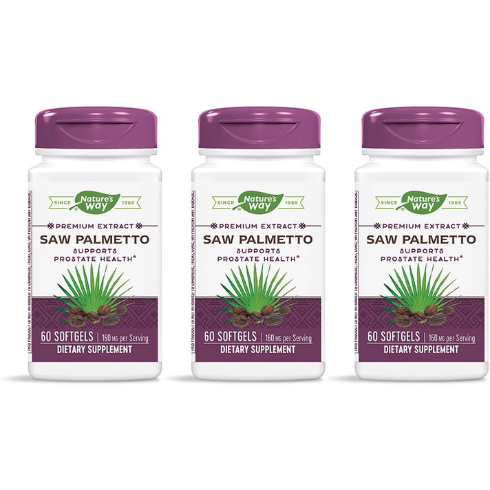 Nature's Way Saw Palmetto 네이처스 웨이 쏘팔메토 160mg 60소프트젤 3팩, 1개, 1