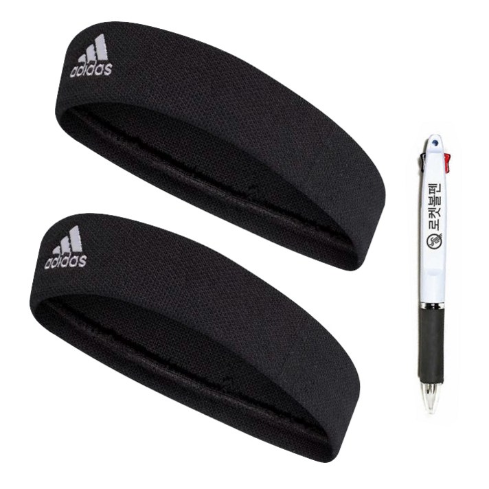 아디다스 퍼포먼스 헤어밴드 2개입 + 로켓볼펜, 블랙계열