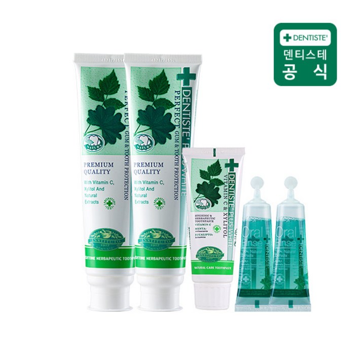 [덴티스테] 플러스화이트 160gx2개 + 플러스화이트 60g + 오랄린스 12mlx2개, 1세트