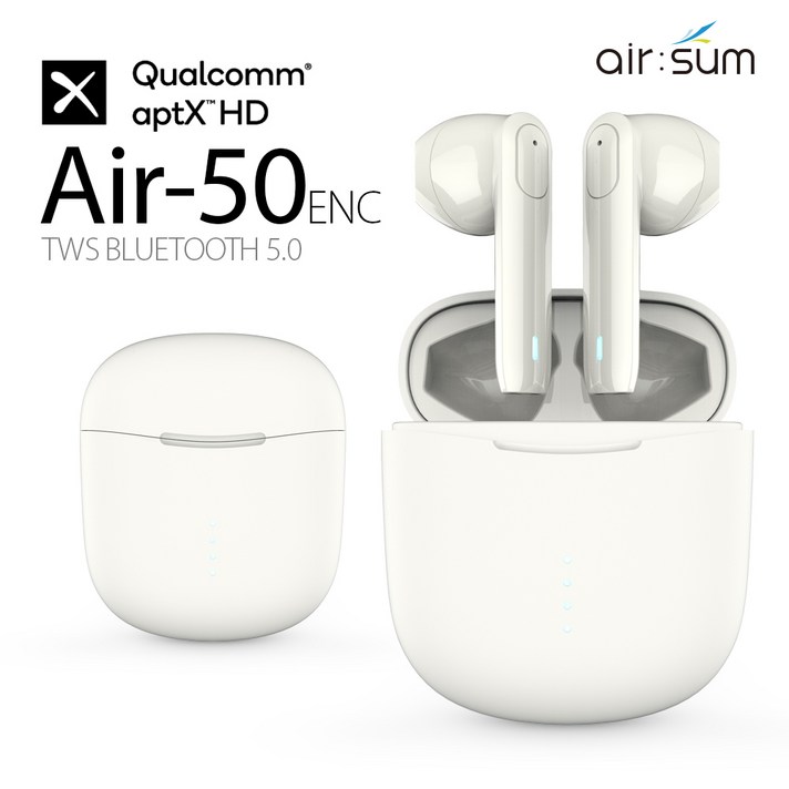 에어숨 블루투스 노이즈 캔슬링 이어폰, 화이트, Air-50 ENC