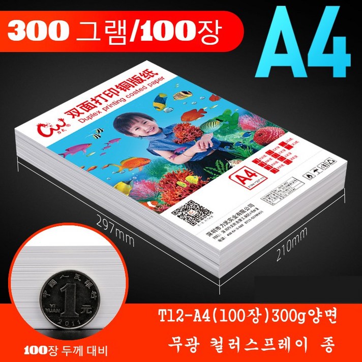 SKANDSALO 인화지 아트지 a4프린트 양면 a3광택면 라이팅 컬러 인쇄 명함 200그램 300g화이트 6inch120g140g180g260g160g잉크젯 a4동판, T12-A4(100장)300g양면 무광 컬러스프레이 종