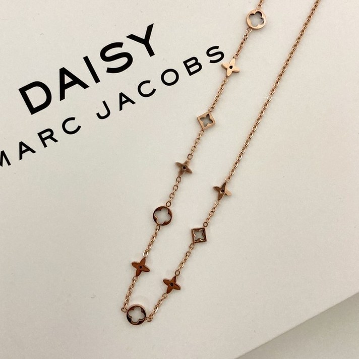 피치랩 무알러지 써지컬스틸 클로버 목걸이 핑크골드 플라워 체인