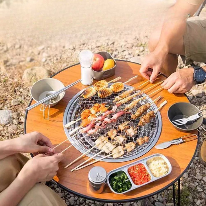 화로테이블 식탁 숯불 바베큐 캠핑용 발코니용 원형 펜션