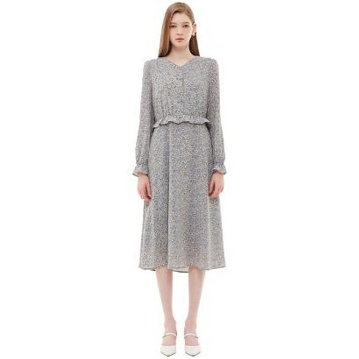 플라스틱아일랜드 브이넥 플라워 프린트 원피스 PP1WO202