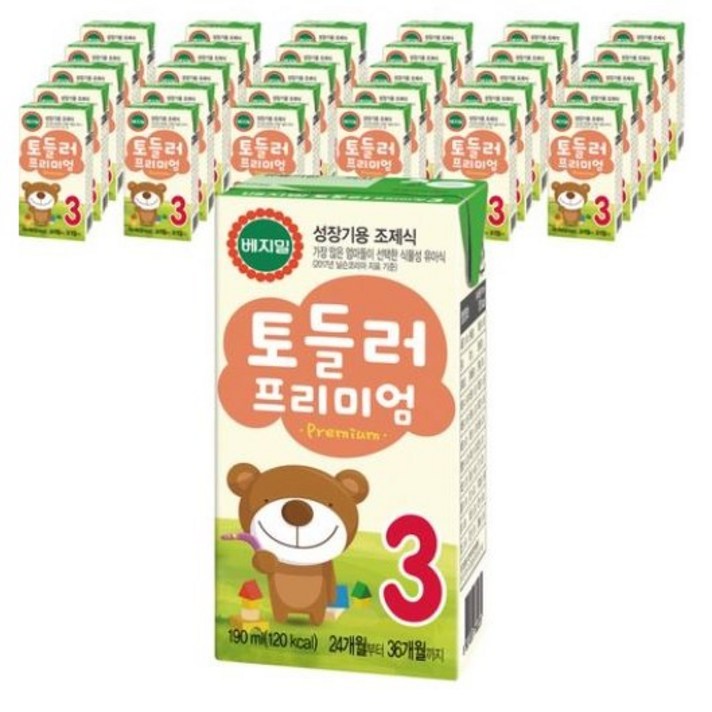 베지밀 토들러 2 3단계 프리미엄 190ml 32팩 콩유아식 아기두유, 원액두유, 32개