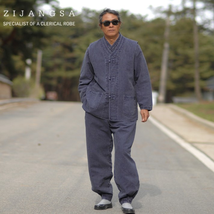 [10035]남자 도비 3피스 생활한복 아메카지 개량한복 감성한복 잠옷 요가한복 절복 한복