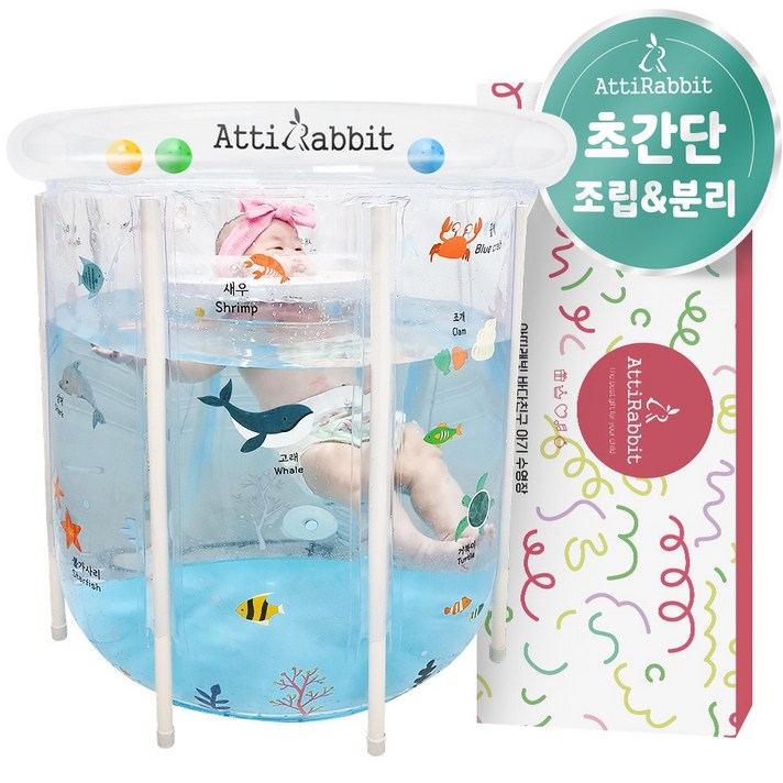 아띠래빗 바다친구 아기 수영장 한글 영어, 혼합색상