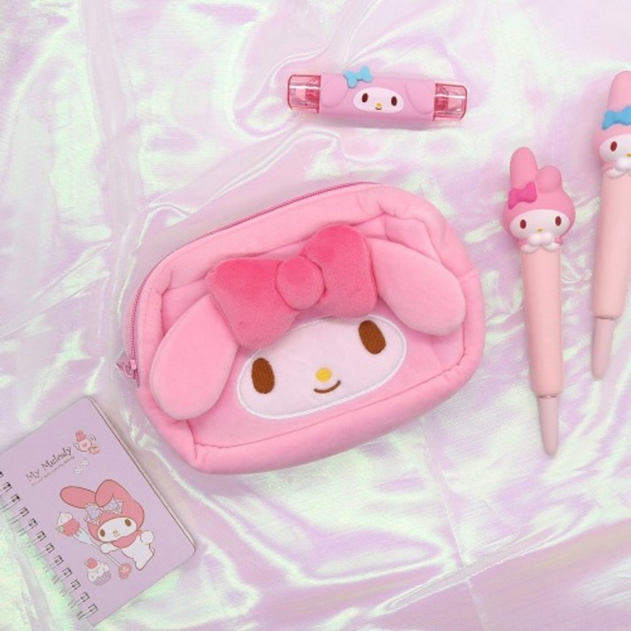 산리오 파우치 케이스 마멜 헬로키티 폼폼푸린 시나모롤 필통 페브릭 캐릭터 봉제 선물, 04_시나모롤
