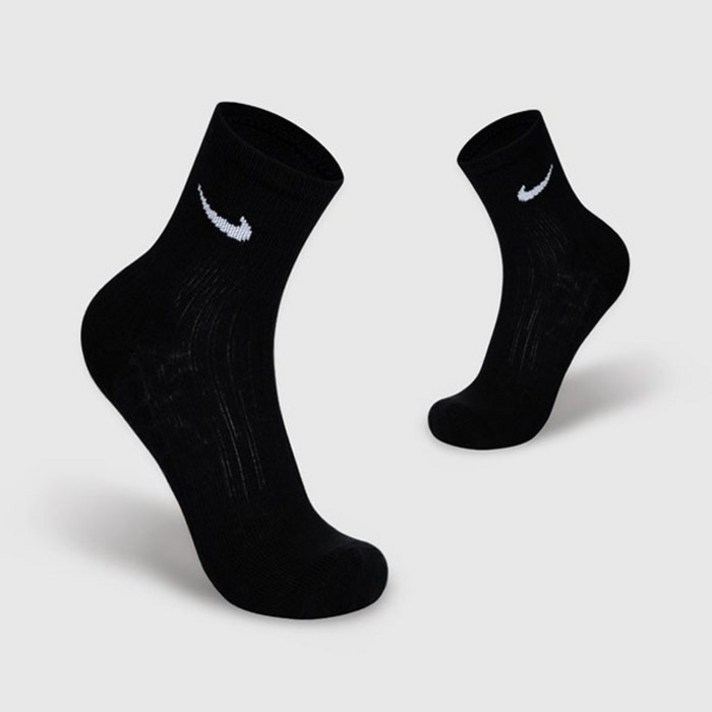 나이키 스우시 스탠다드 쿠션 미들삭스 NCSDMD20S-3, 블랙