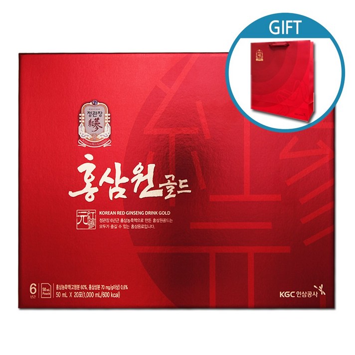 정관장 홍삼원 골드 60개입 + 쇼핑백, 3000ml, 1세트