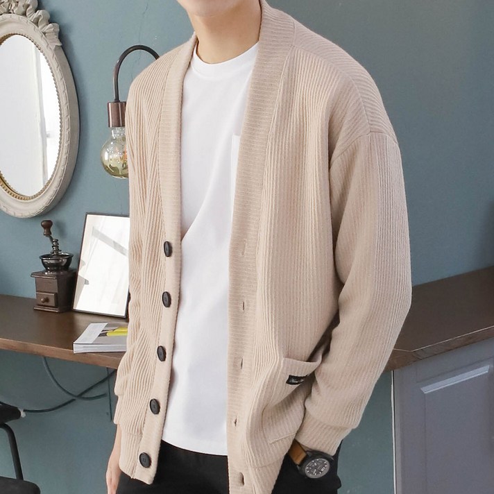 더맨쉽 코듀로이 투포켓 오버핏 브이넥 가디건 DLTGT23005