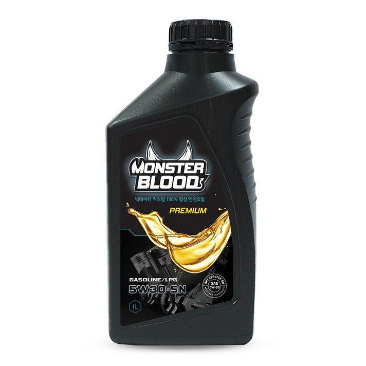 
                                                        몬스터블러드 프리미엄 가솔린 LPG 엔진오일, 1개, 5w30, 1L, 가솔린용 5W30 SP SN+ SN
                                                    