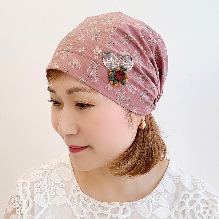 제이제이나인 얇은 꽃송이 실내 두건 모자 HCS31